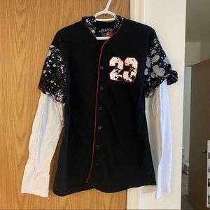 a1446-H5~ Club House Creations~XL~Mens~Button Up Hoodie~Black Color~Used - Good